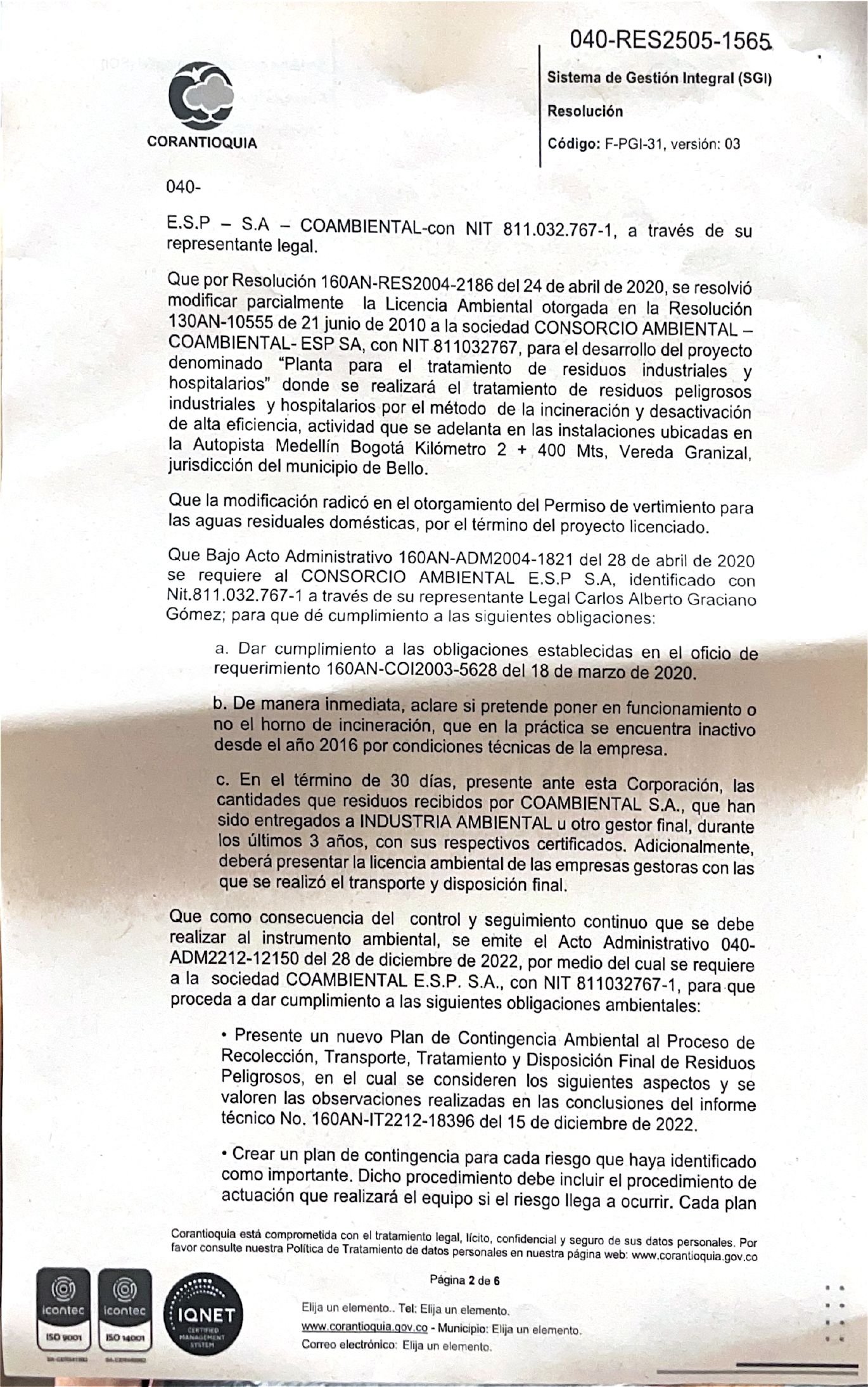 Licencia Ambiental RPHS - página 2 de 6