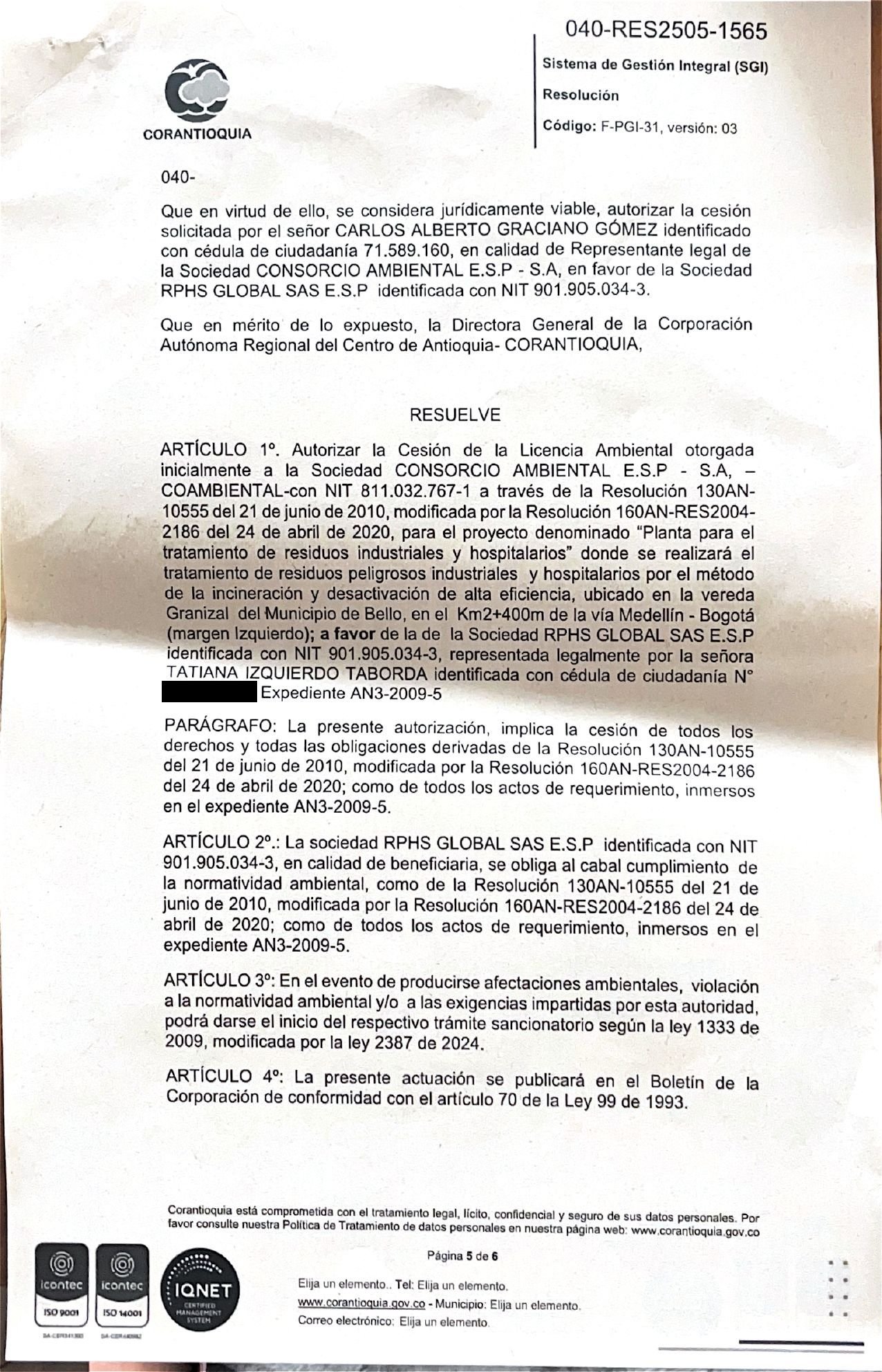 Licencia Ambiental RPHS - página 5 de 6
